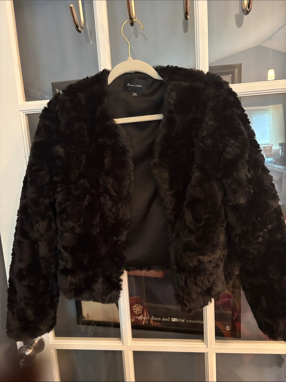 Line & Dot Black Faux Fur Teddy Jacket